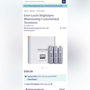 Erno Laszlo Brightspot Illuminating Concentrated Treatment-Retails $120+